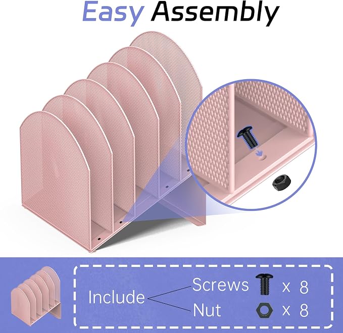 File Organizer for Desk, 5-Section Mesh Mail Holder, mail organizer and folder - Image 3
