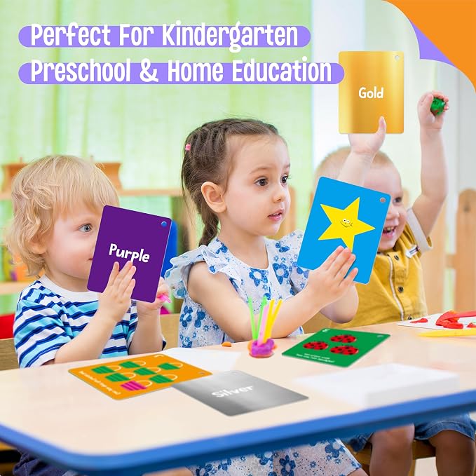 Color & Shape Flashcards, 50 Double-Sided Cards Colorful Cards Educational - Image 6