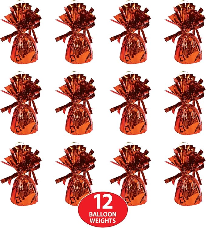 Beistle Orange Metallic Balloon Weights, 12 Pack, 6-Ounce Balloon Anchors | - Image 5