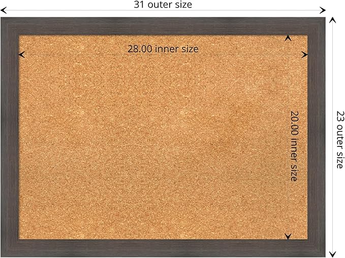 Amanti Art Natural Cork Board for Wall, 23x31 Vision Board with Brown Wood Frame, Medium Corkboard Office Decor for Home Organization, Rustic Farmhouse Corkboard Pinboard to display items for home-DeskLoop Office