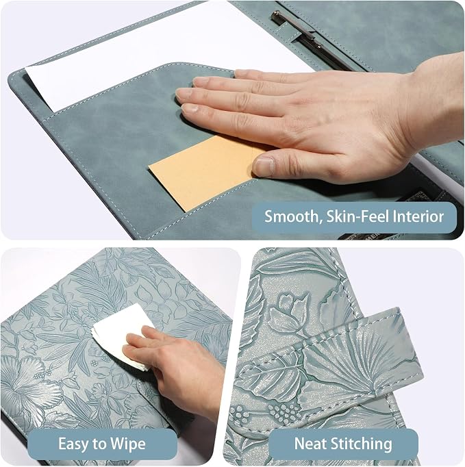 Professional Padfolio Portfolio Binder, Textured Embossing Faux Leather Folder - Image 5