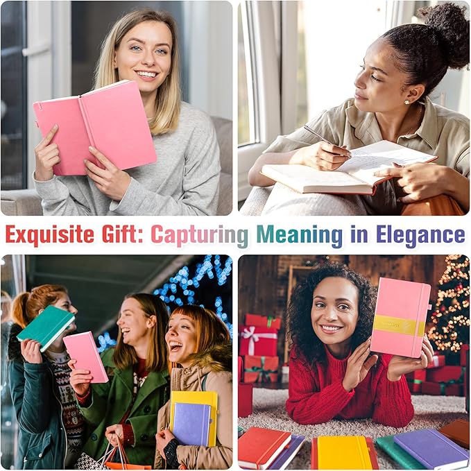 5 Pack Lined Notebook Journal for Women, 312 Numbered Pages Thick Notebooks Bulk, 100gsm No Bleed Paper Hardcover Leather Journal, College Ruled Notebook Set for Work Writing Travel, A5, Multicolor-DeskLoop Office