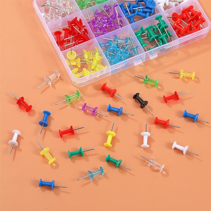 Hudinsun 12 Colors 150 Pcs Push Pins, Standard Thumb Tacks Steel Point and - Image 5