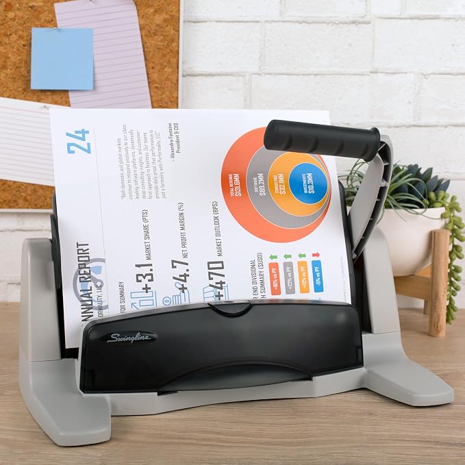 Swingline 3 Hole Punch, 40 Sheet Capacity Three Hole Puncher 3 Ring, Adjustable - Image 2