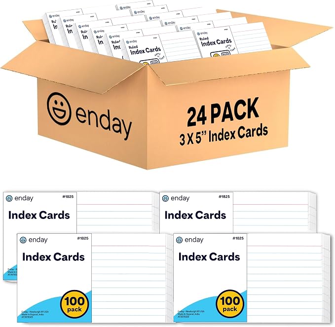 Index Cards 3x5 Bulk, Flashcards, Notecards 3x5 lined, Blank on Back, Flashcards by Enday