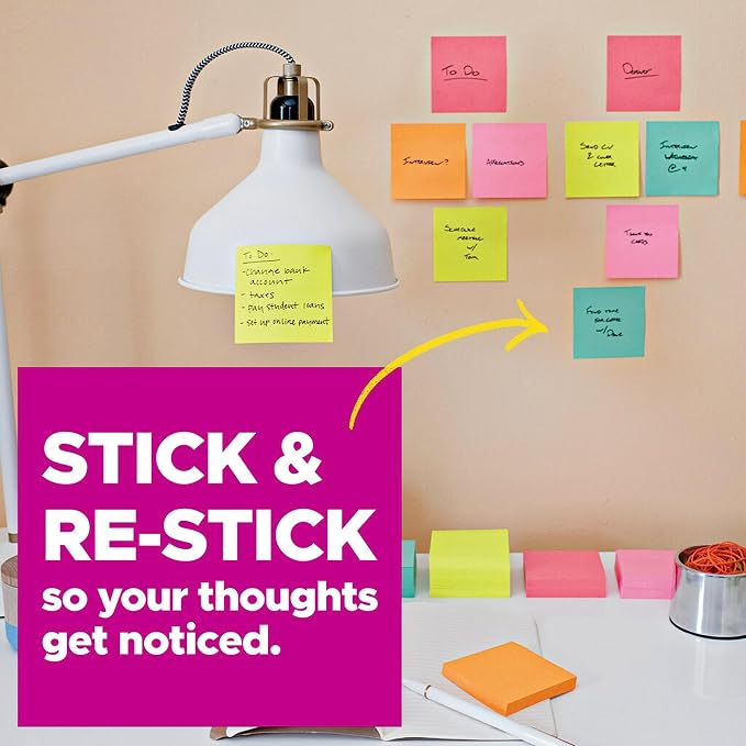 Post-it Super Sticky Notes, 3 Sticky Note Pads, 3 x 3 in., School Supplies - Image 5
