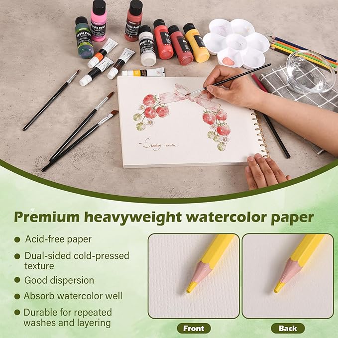 3-Packs Watercolor Paper Pad 3.5x5.5 Inch | 30 Sheets 140lb/300g, Spiral-Bound - Image 5