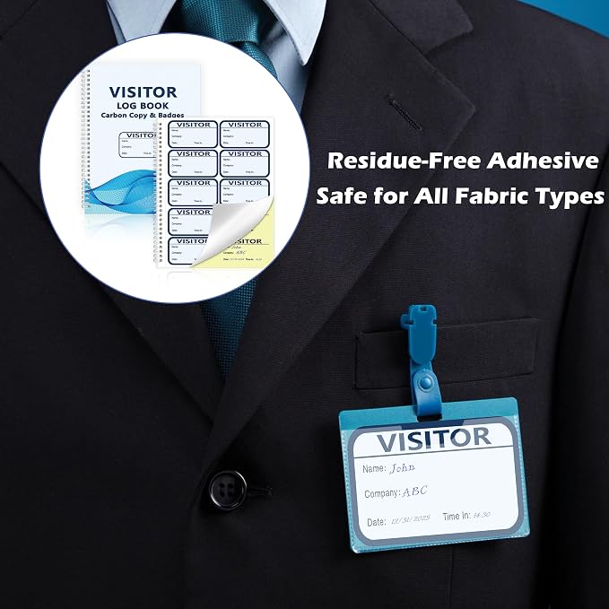 3 Pack Visitor Badges with Carbon Copy Visitor Stickers Letter Size Visitor Log - Image 7