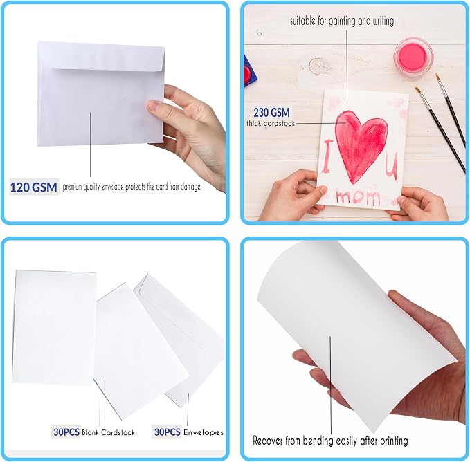 Blank Cards and Envelopes 4x6, 30 Pack White Invitation Card Stock - Image 3