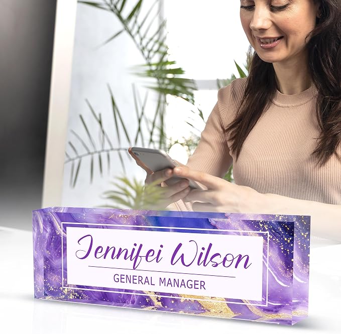 Custom Acrylic Name Plate for Office, Personalized Desk Decor for Women & Men - Image 2