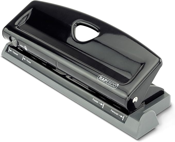 Rapesco 1725 Adjustable 6-Hole Punch, 4 x Different Positions, 9 Sheets Capacity by Rapesco