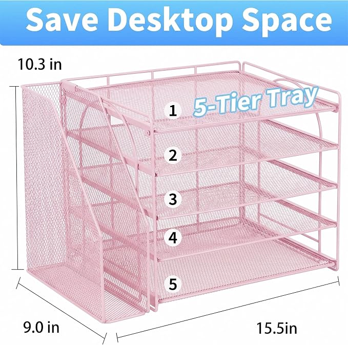 OPNICE Desk Organizer, 5-Tier Paper Organizer Letter Tray - Image 2