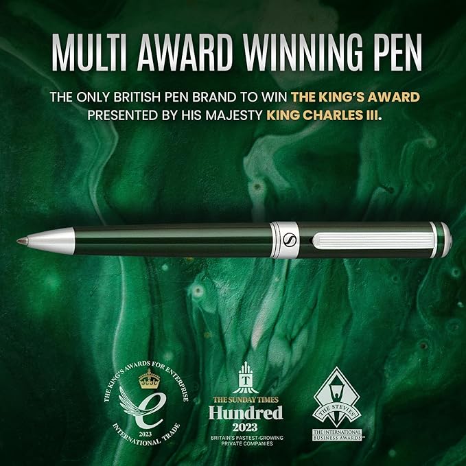 Scriveiner Green Ballpoint Pen - Stunning British Racing Green Luxury Pen, Chrome Finish, Schmidt Black Refill, Best Ball Pen Gift Set for Men & Women, Professional Executive Office, Nice Designer Pen-DeskLoop Office
