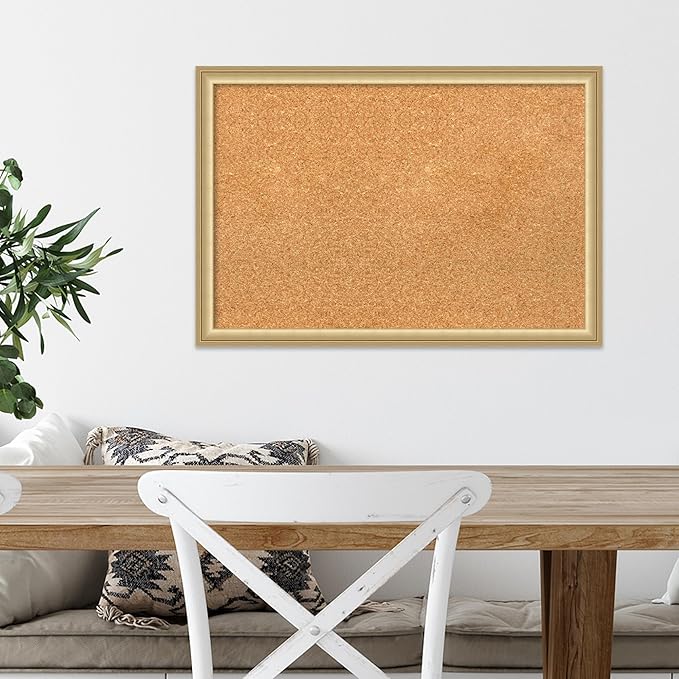 Amanti Art Natural Cork Board for Wall, 18x26 Vision Board with Gold Frame, Medium Corkboard Office Decor for Home Organization, Casual Corkboard Pinboard to display items for home organization-DeskLoop Office