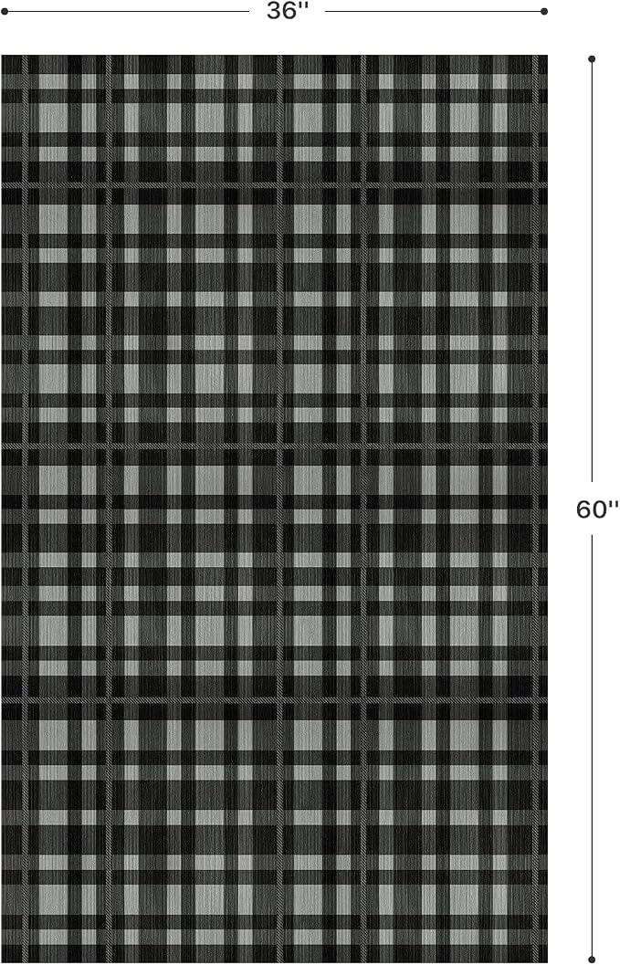 GENIMO Checkered Rug 3x5 Ft Black and White Fine Plaid Outdoor Rug Buffalo - Image 2