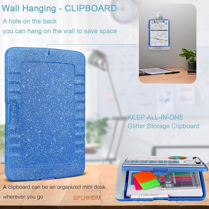 Glitter Clipboard with Storage, Storage Clipboard with Pen Holder, A4 Binder - Image 5