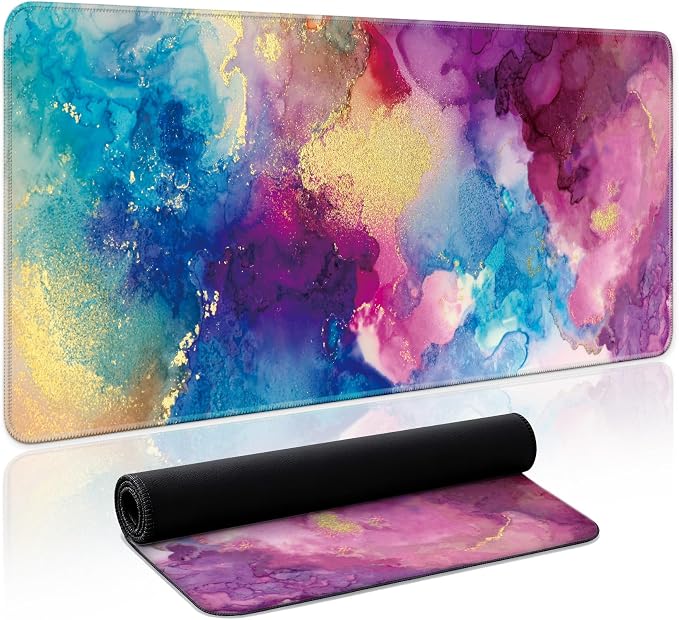 Aesthetic Desk Mat, Cute Color Splash Desk Pad Protector by Zotia