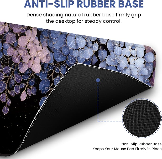 Aesthetic Desk Mat, Cute Midnight Hydrangea Desk Pad Protector - Image 3