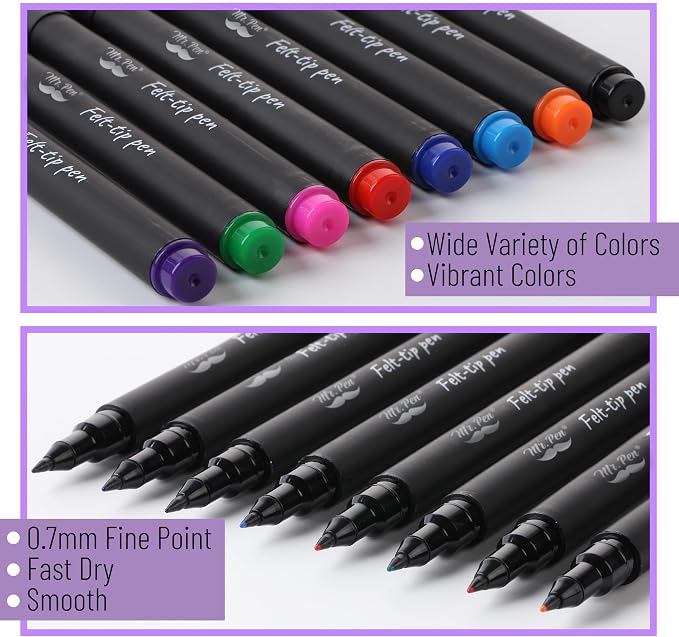 Mr. Pen- Felt Tip Pens, 8 Pack, Fast Dry | Fine Felt Tip Pens - Image 8
