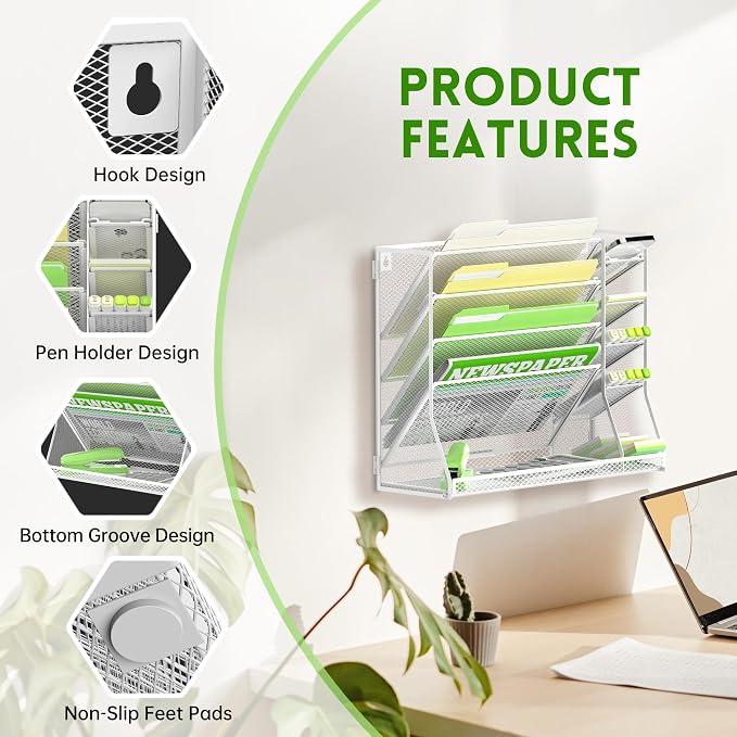 SUPEASY Wall File Organizer, 5-Tier office wall organizer - Image 4