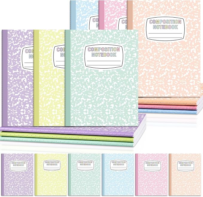 6 Pack Large Composition Notebooks Bulk 9.8 × 7.5 in Wide Ruled Hard Cover by Unknown