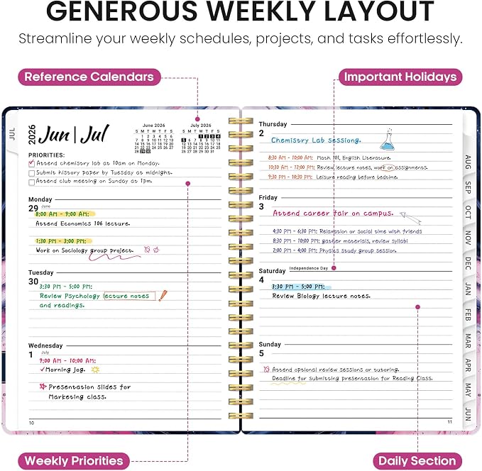 Planner 2026-2027, Academic Year Monthly and Weekly Calendar Planner, Jul 2026 - Image 3
