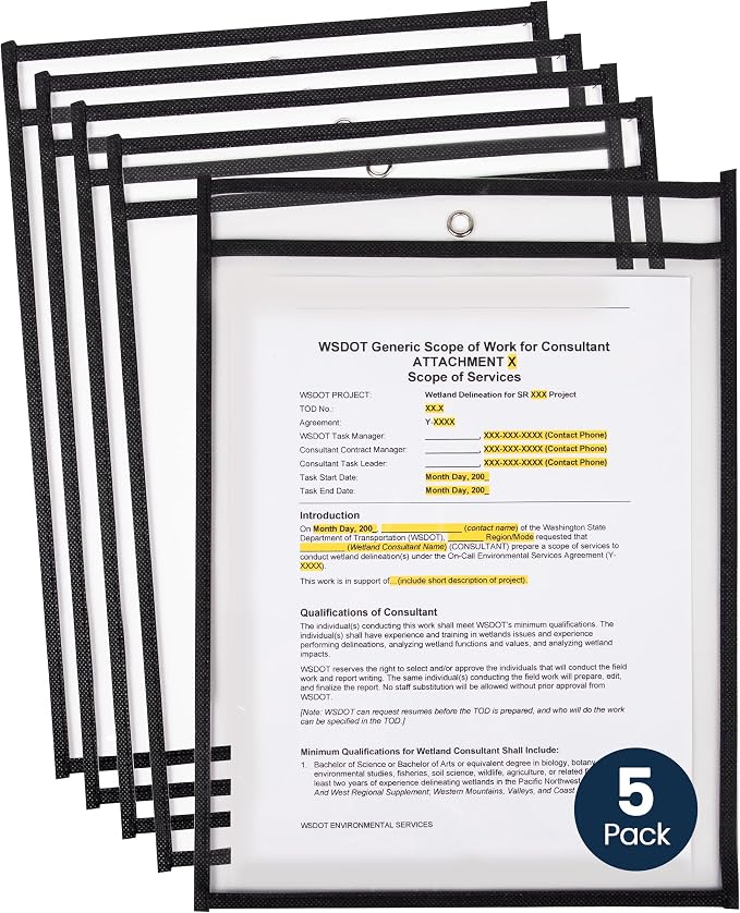 Essex Wares - 5 Pack, Job Ticket Holders, Reusable & Easy Erase Plastic Invoice - Image 7