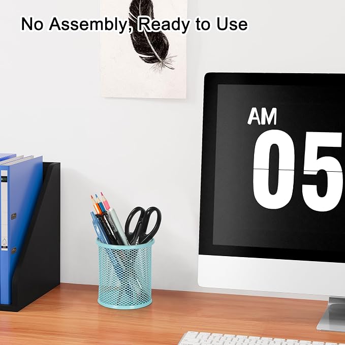 EasyPAG Pencil Holder for Desk, 2 Pack Metal Pen Organizer, Mesh Pencil Cup - Image 3