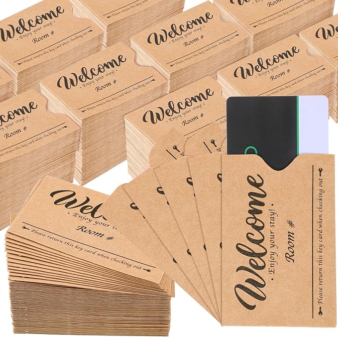 Sabary 1000 Pcs Kraft Paper Hotel Key Card Envelope Credit Card Protectors by Sabary