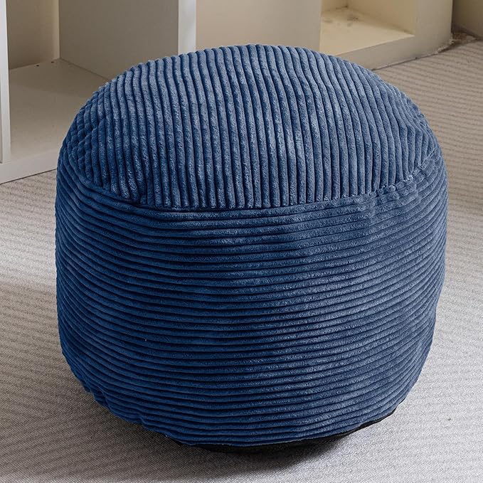 HIGOGOGO Round Stuffed Pouf Ottoman, Corduroy Poufs - Image 6