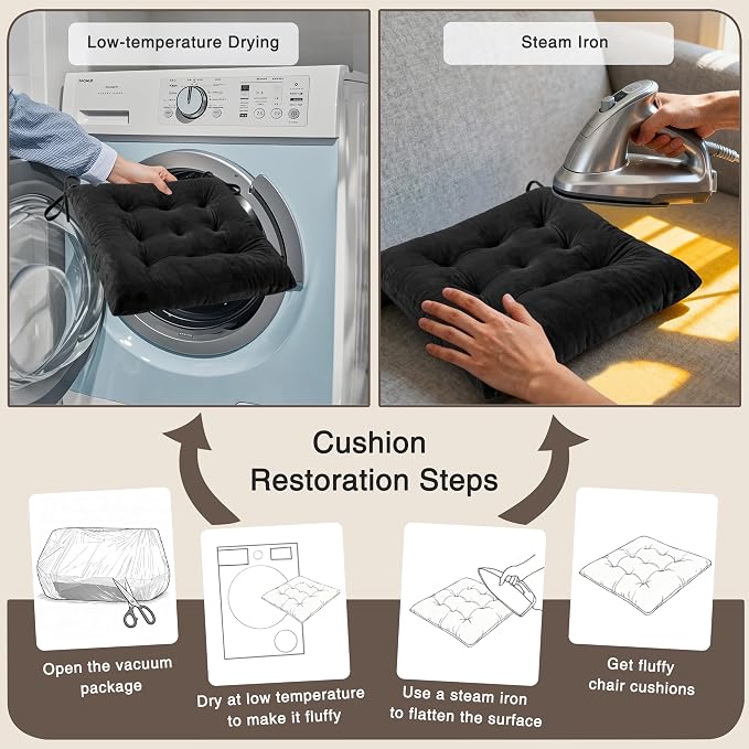 OVOV 6 Pack Chair Cushions for Dining Chairs Soft Seat Cushions for Kitchen - Image 7
