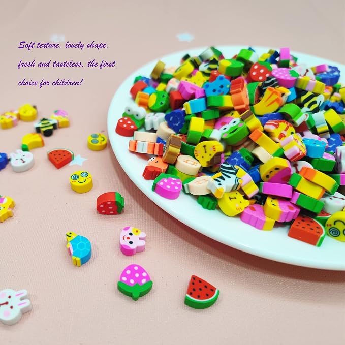 300PCS Mini Cute Pencil Erasers - Image 4