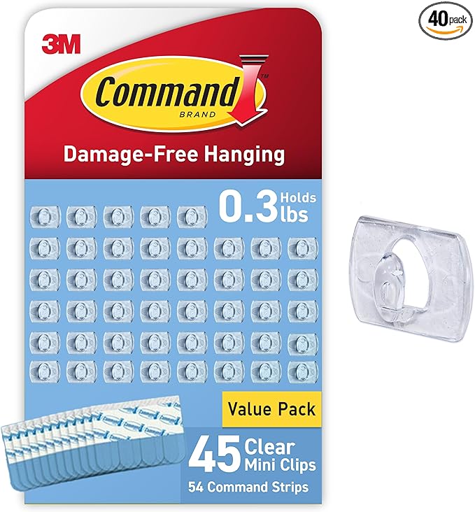 Command Clear Indoor Mini Light Clips Value Pack, 45 Clips, 54 Strips, by Unknown