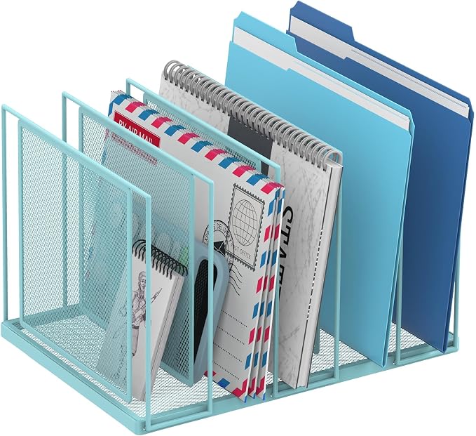 File Organizer for Desk, 5-Section Vertical File Sorter, Paper Holder Organizer by JMHUD