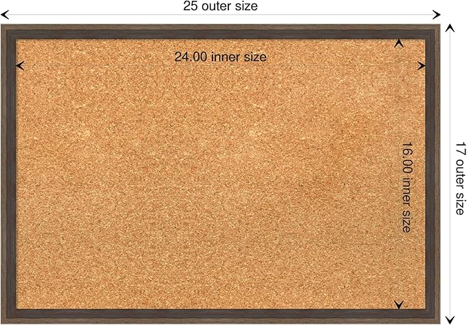 Amanti Art Natural Cork Board for Wall, 17x25 Vision Board with Brown Wood Frame, Medium Corkboard Office Decor for Home Organization, Modern Contemporary Corkboard Pinboard to display items for home-DeskLoop Office