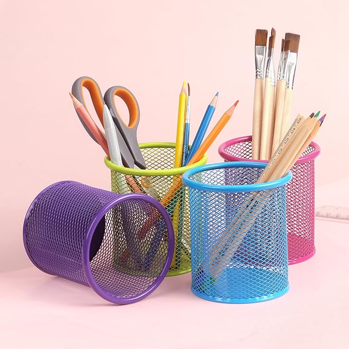 Tamaki Pen Holder Cup for Desk, Wire Mesh Pencil Cup Holder for Desk Office Pen Organizer (Blue)-DeskLoop Office