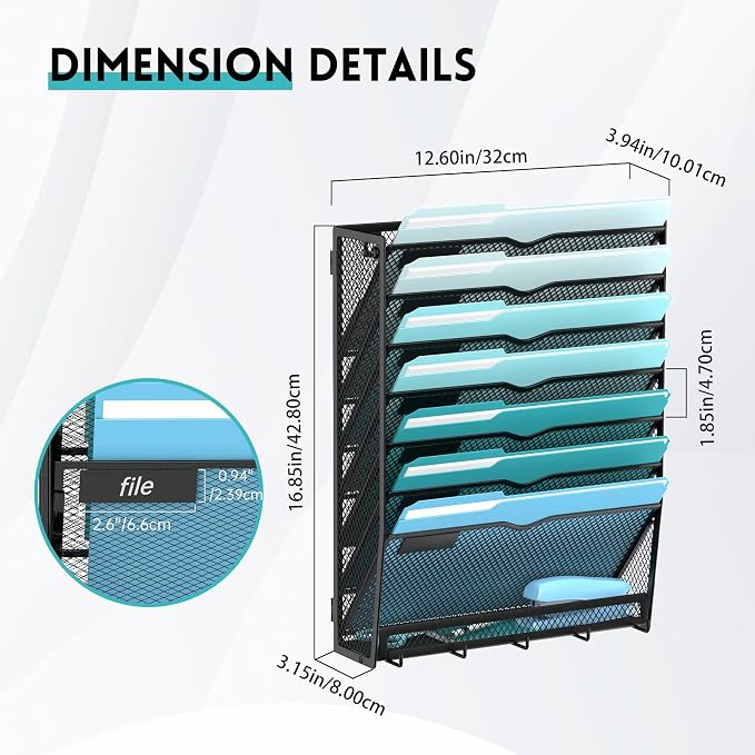 2 Pack 8-Tier Hanging Wall File Organizer - Image 2