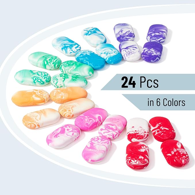 Mr. Pen- Erasers, 24 Pack, Vibrant Colors, Marble Pencil Eraser | Cute Eraser - Image 2