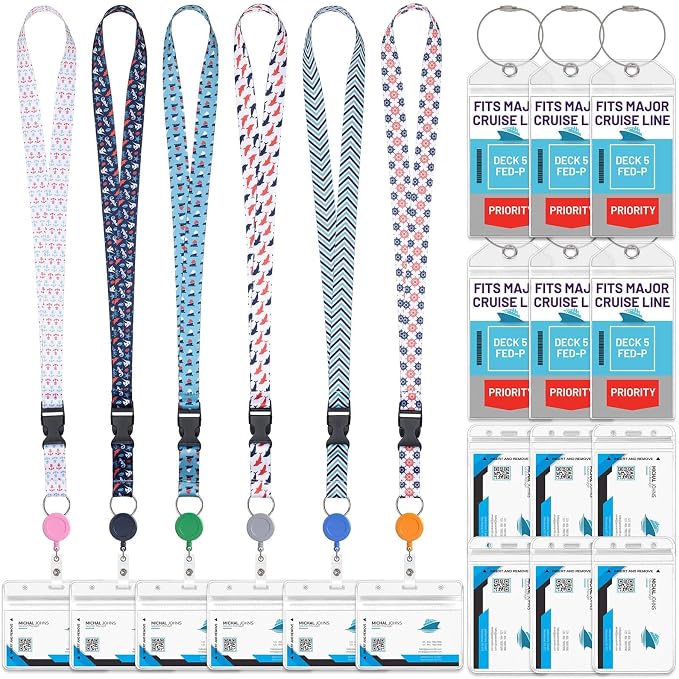 Billbotk Lanyards for Cruise Ship Card, 6 Sets Retractable Lanyard Key Card by Billbotk