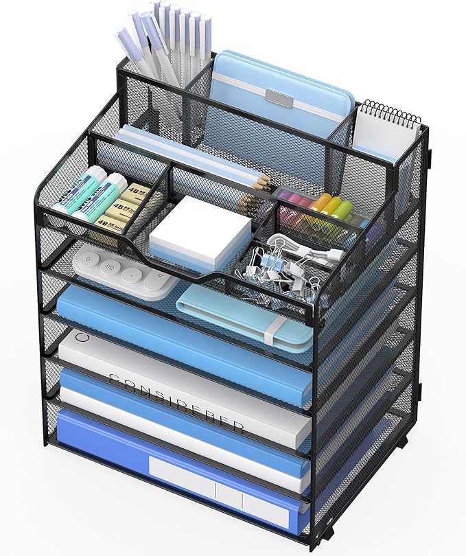 6 Tier Mesh Desk Organizer by OrgMate