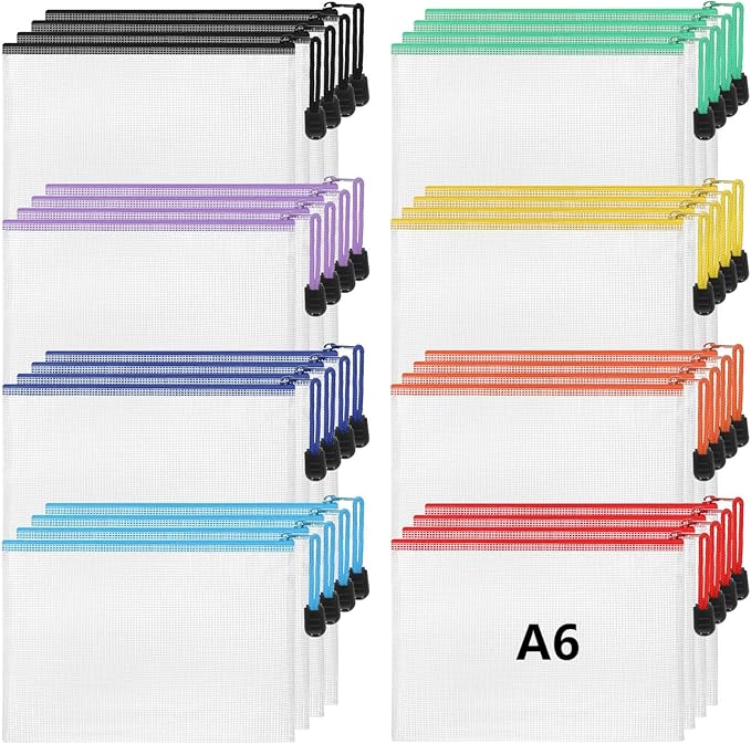 Jetec 32 Pcs Mesh Zipper Bags Toy Storage Bikini Organizer Bag Bolsas Para Guardar Trajes De Baño Waterproof Zipper Reusable Pouch Puzzle Multipurpose for Storage Office(Sweet Color,7.5 x 5 Inch)-DeskLoop Office