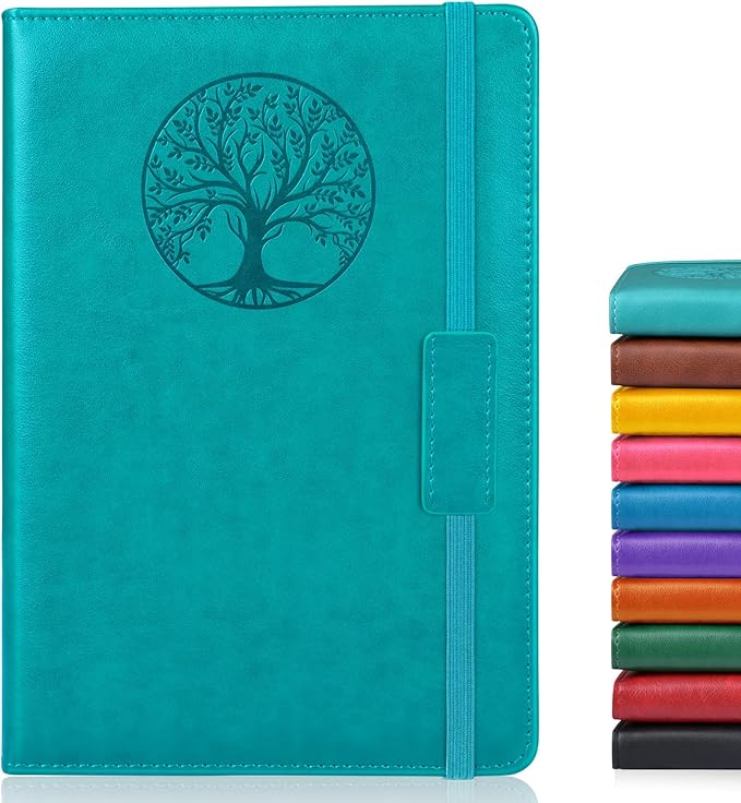 Lined Journal Notebook for Women Men,256 Pages A5 Hardcover Leather Journals for Writing,Travel,Business,Work & School,College Ruled Notebooks for Note Taking,Diary Notepad 5.7"×8.3" (blue)-DeskLoop Office