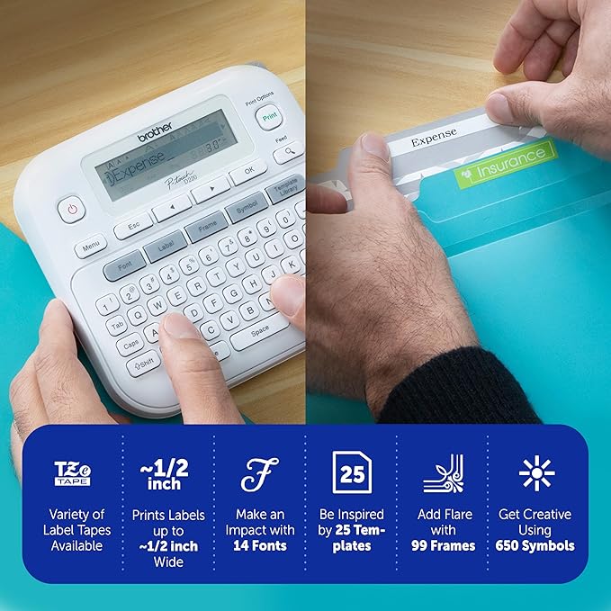 Brother P-Touch PTD220 Home/Office Everyday Label Maker | Prints TZe Label - Image 2