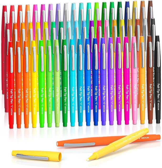 Lelix 60 Colors Felt Tip Pens, Medium Point Felt Pens, Note Taking, Planner by EnjoySilkyWritingwithLelix