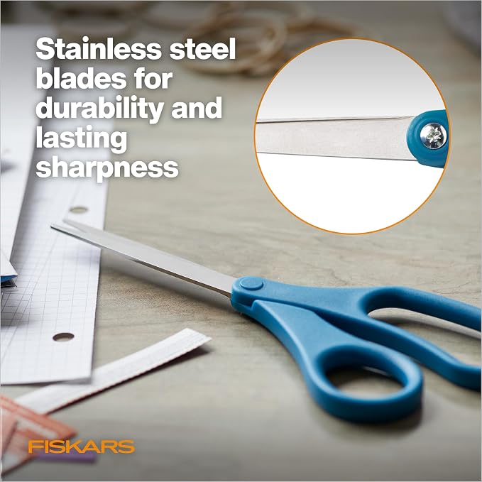 Fiskars 8" Scissors for Home & Office, Stainless Steel Scissors, All Purpose - Image 3