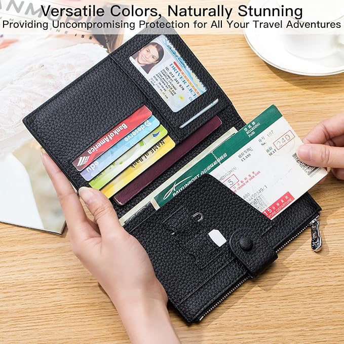Genuine Leather RFID Blocking Passport Holder Wallet - Image 5