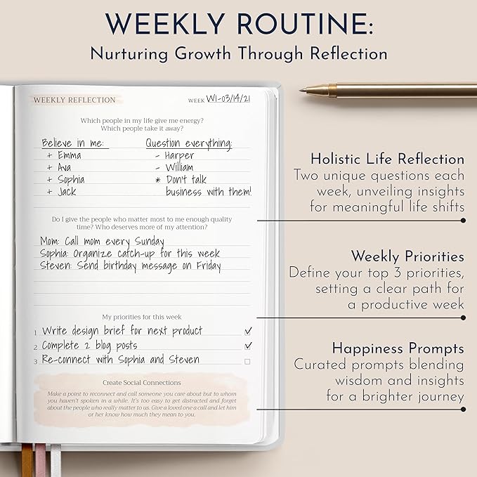 RYVE Daily Gratitude Journal for Women: 6-Month Guided Positivity & Wellness Journal with Prompts - Affirmation, Mindfulness, Self Help & Reflection, Gratitude Journal Notebook, Manifestation Journal-DeskLoop Office