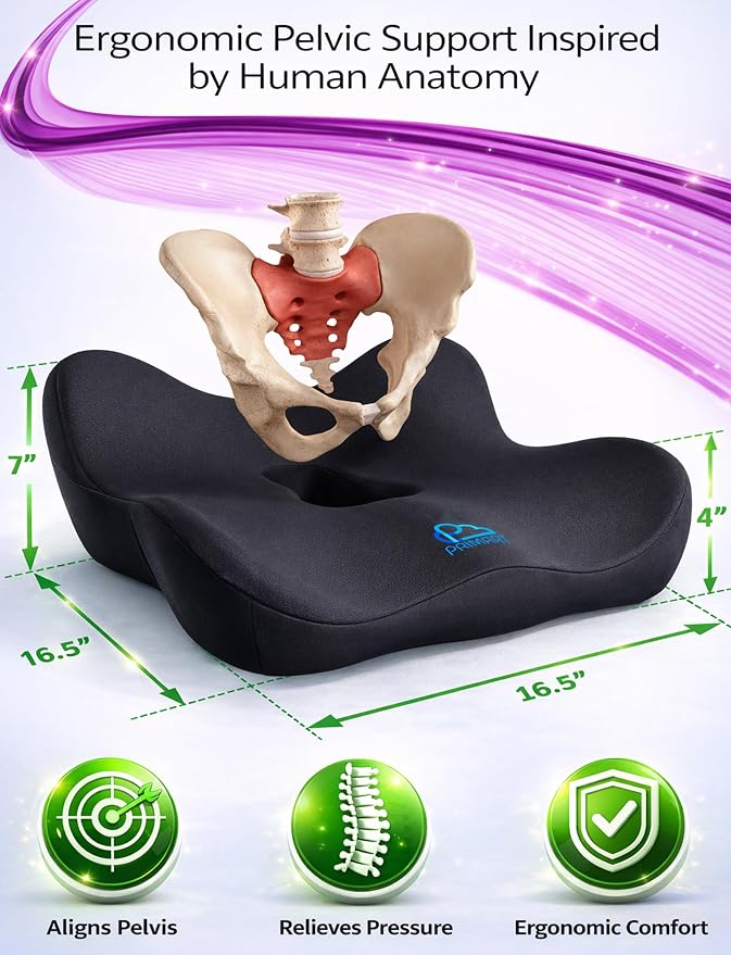 Memory Foam Seat Cushion for Pressure Relief, Ergonomic Office Chair Cushion - Image 2