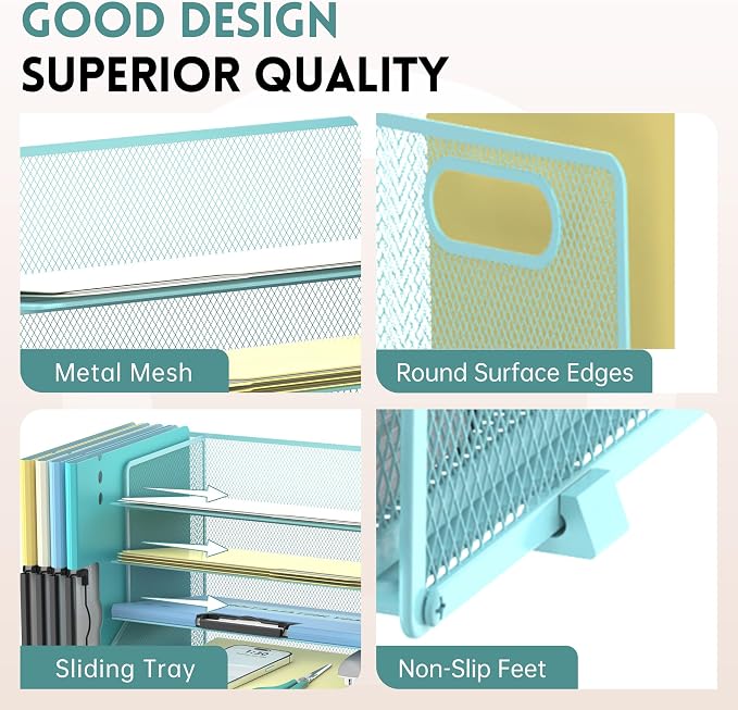 DALTACK Mesh Desk Organizer, 5-Tier Paper Letter Tray - Image 5