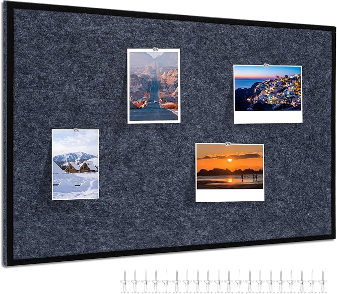 Felt Bulletin Board 23.6 x 15.7 Inch – Black Frame, Corkboard Alternative - Image 2